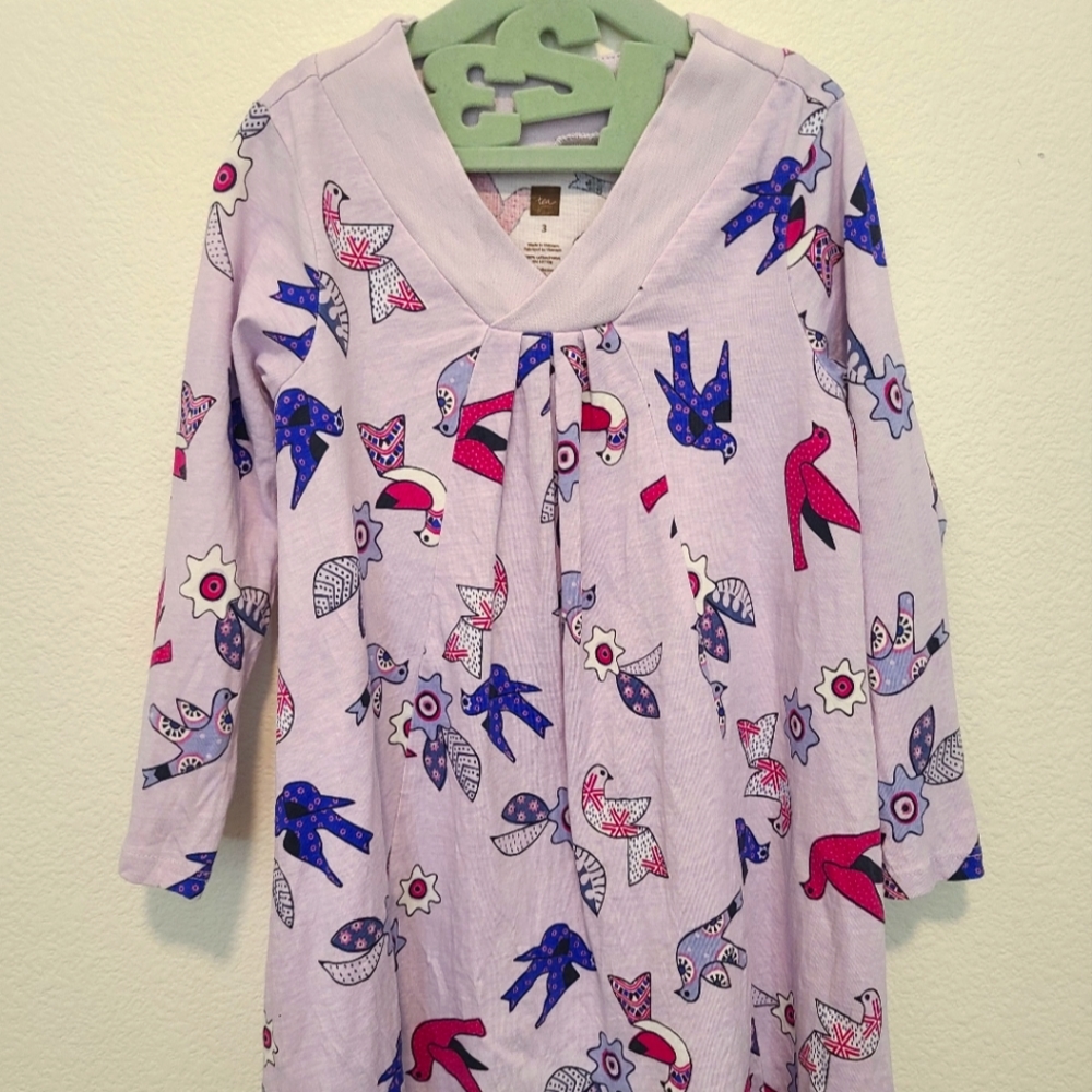 Tea Collection Kantha Doves Trapeze Dress, size 3